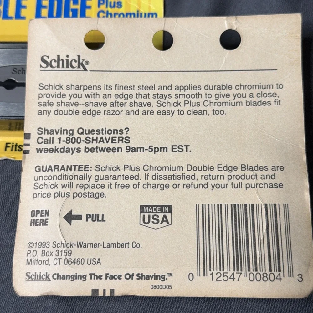 Vtg Schick Plus Platinum Double Edge Razor Blades Lot of 2 Packs 5x NOS